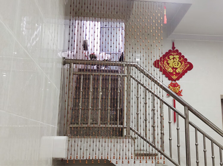 巧马高端高档桃木葫芦铜钱风水门帘玄关隔断帘水晶珠帘 门对楼梯电梯