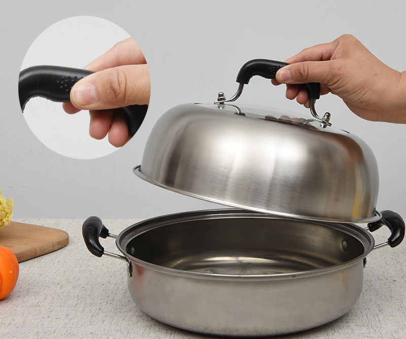 蒸锅盖子高盖通用鼎盖钢筋锅盖26cm28不锈钢把手305cm蒸锅锅盖单孔