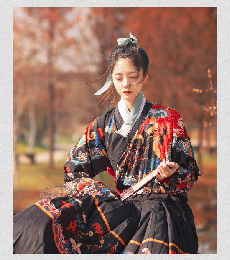 迪牧欧锦衣卫服装男汉服女贴里曳撒明制印花飞鱼服情侣款春夏红色xs