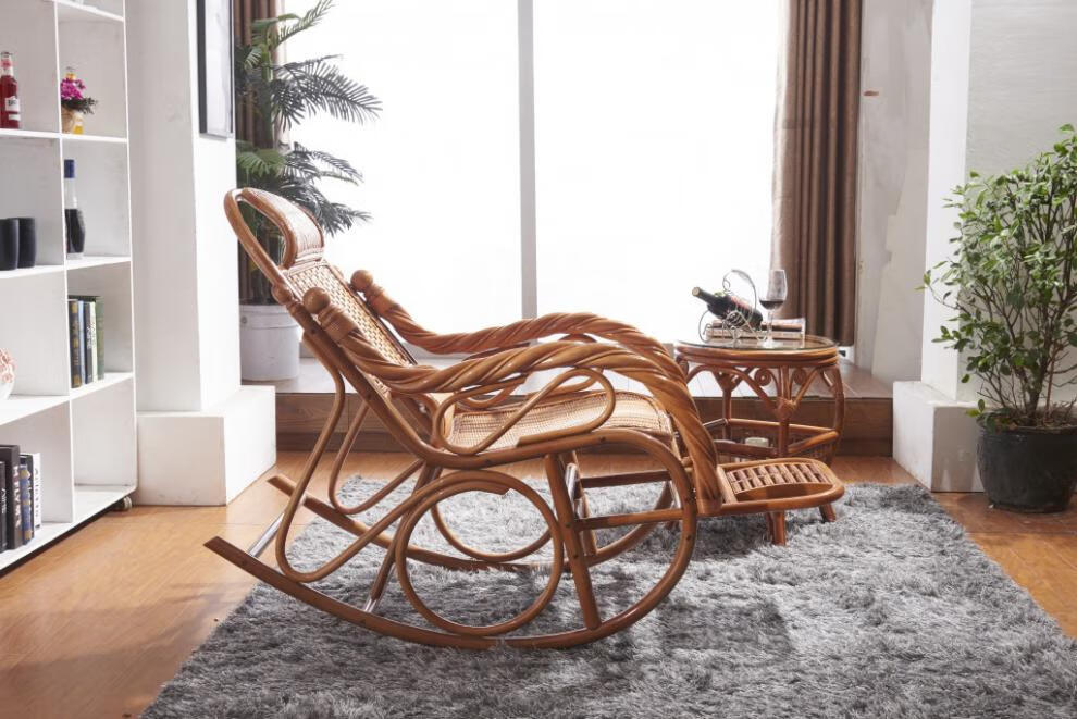 【旗舰精品】休闲藤摇椅阳台藤编老年人躺椅逍遥椅摇摇椅田园风格藤椅