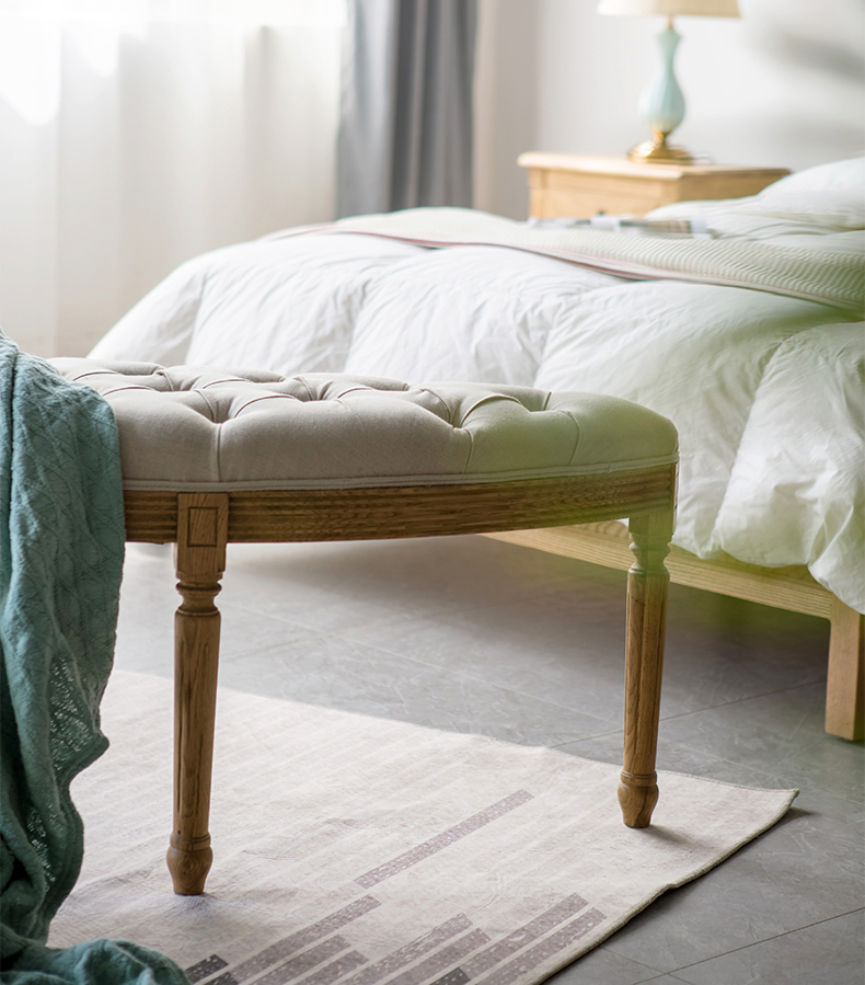 床尾凳客厅换鞋沙发凳艺术简约 橡木黄(布料米白) 预售【图片 价格