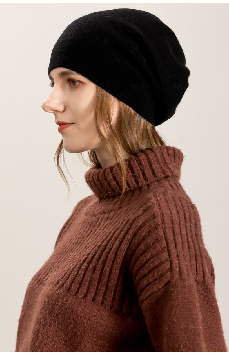 拓涩tuose2021年秋冬季新款香港潮牌纯羊绒帽子女保暖百搭针织绒线帽