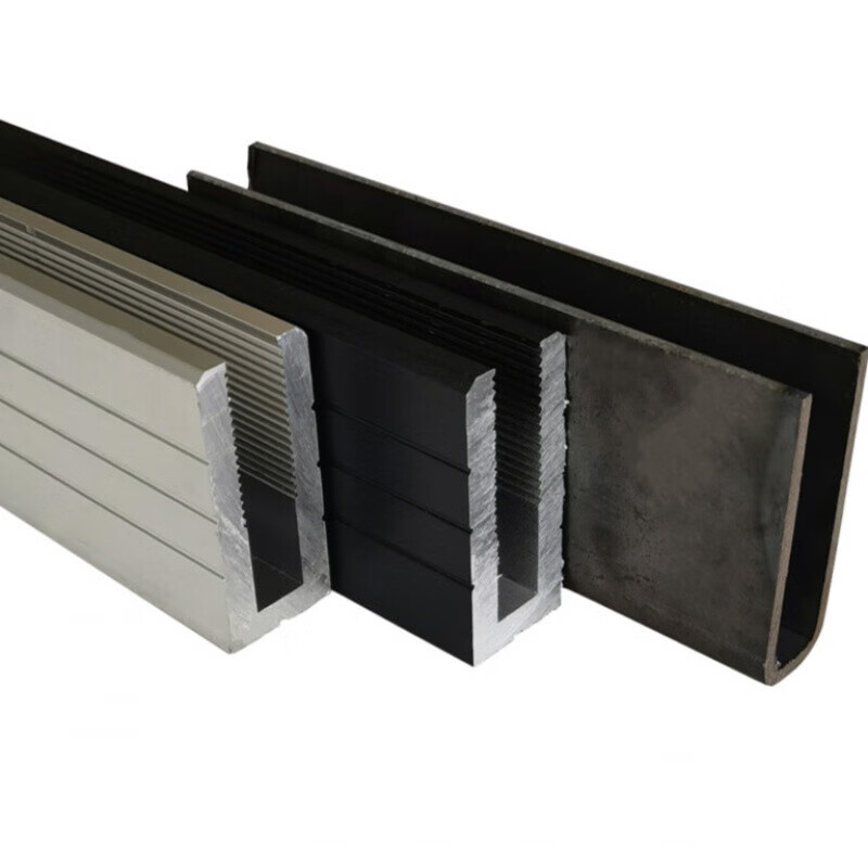 铝合金无框碳钢u型地槽楼梯扶手预埋玻璃钢槽阳台护栏栏杆镀锌槽 80高