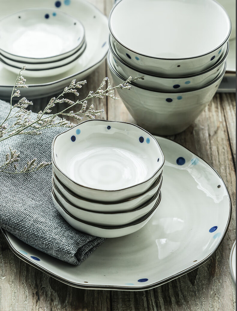 升级款潮州瓷器餐具wuxin日式碗碟套装潮州餐具家用汤碗饭碗陶瓷碗