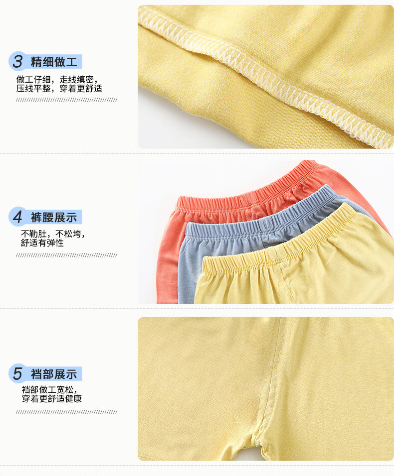 2022夏季新款儿童莫代尔短袖套装男女童高腰家居服宝宝两件套 黄色 80CM