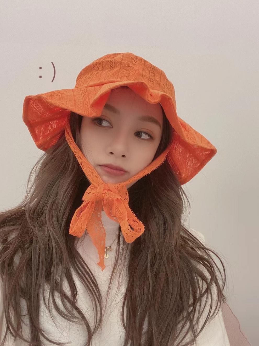 夏季蕾丝渔夫帽法式仙女帽子森系荷叶边遮阳帽女甜美可爱气质防风哈尼