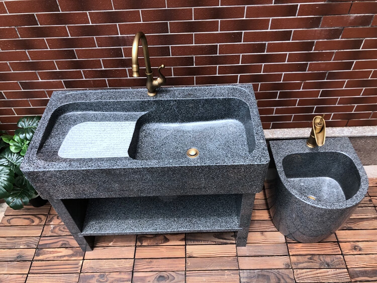 石头洗手盆阳台庭院水池家用大理石洗衣池别墅户外洗衣台一体水槽