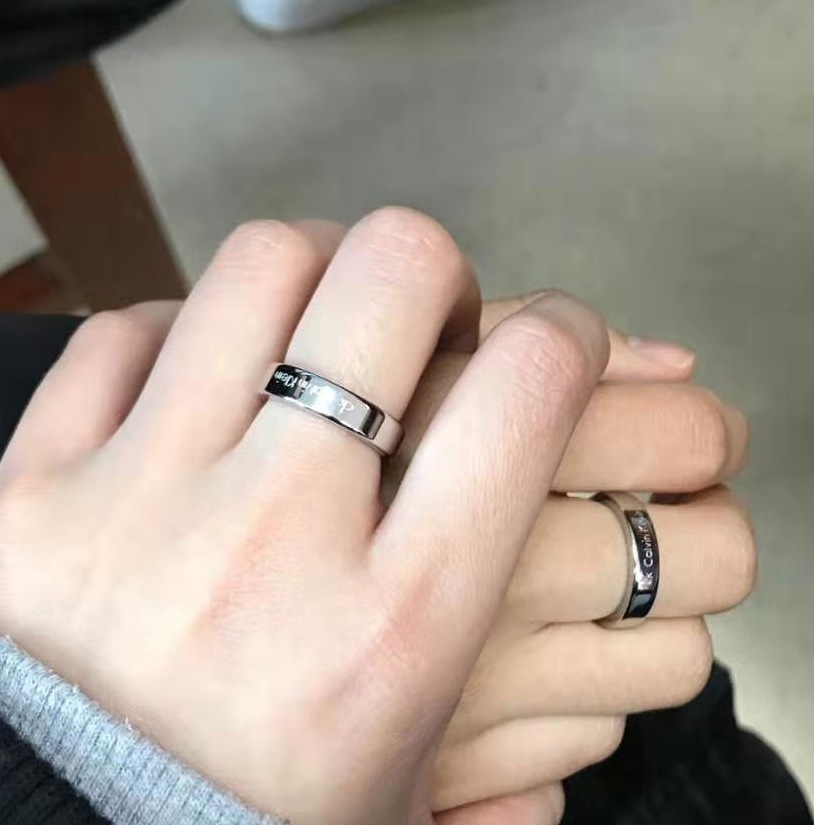 小ck新情侣戒指一对满天星 轻奢对戒 素戒指环男情人节送女友礼物 素