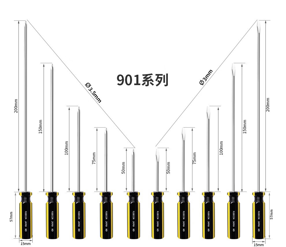 罗宾汉rubicon系列进口黄黑磁力彩条十字一字螺丝刀起子改锥铬钒钢