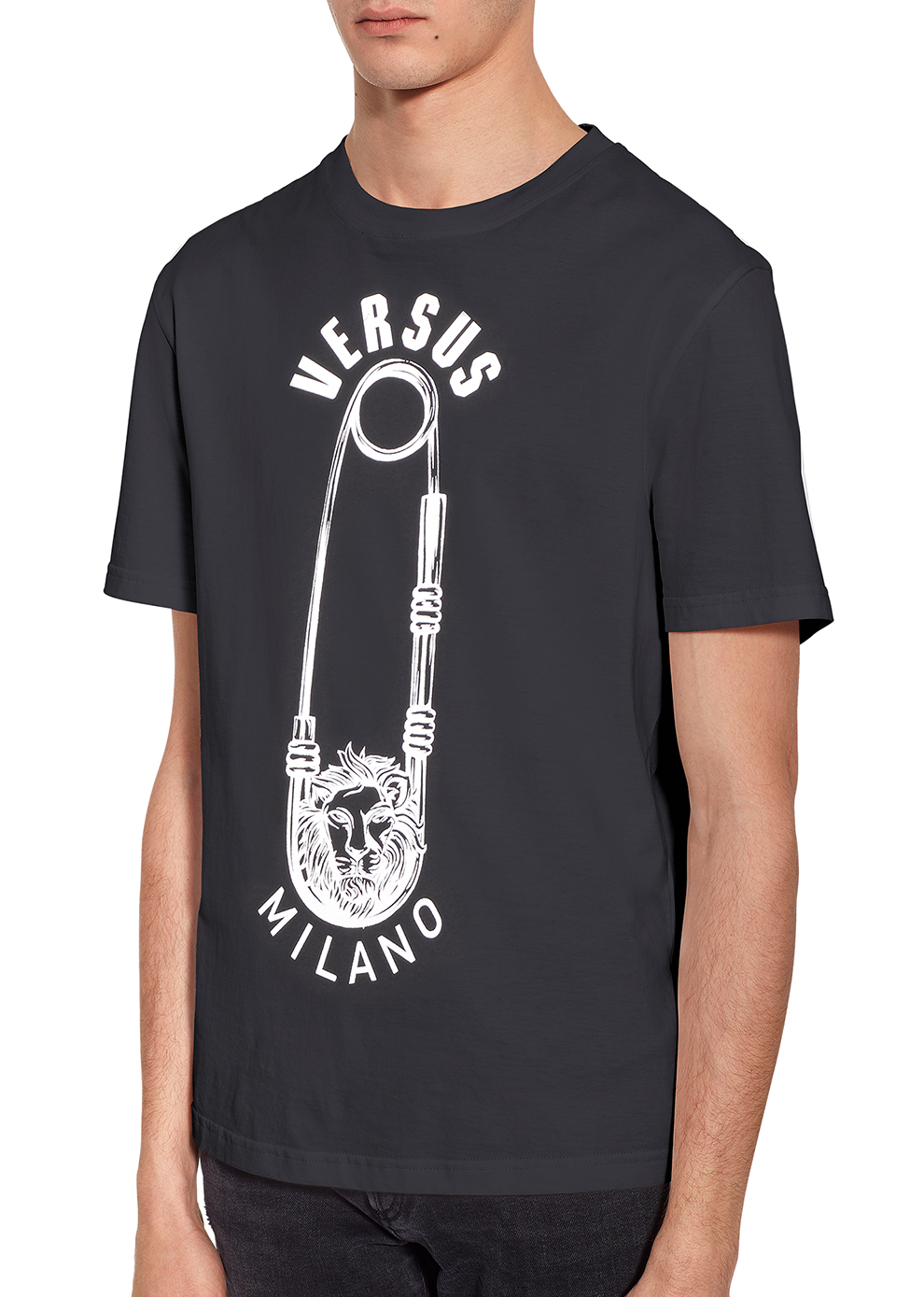 versace范思哲范瑟丝男士棉质别针印花短袖t恤衫bu90651abj10388黑色s