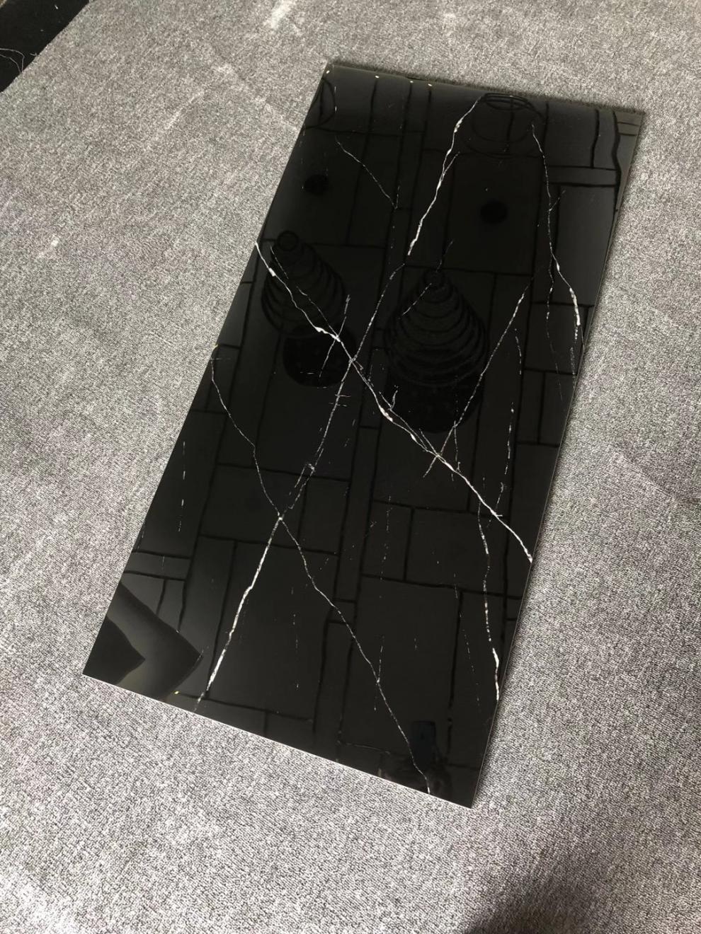 6001200深灰黑白色银白龙通体大理石亮光瓷砖酒店ktv背景墙地砖意大利