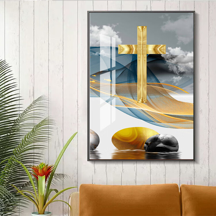 十字架墙壁装饰 基督教十字架装饰画客厅沙发背景墙壁画北欧现代挂画