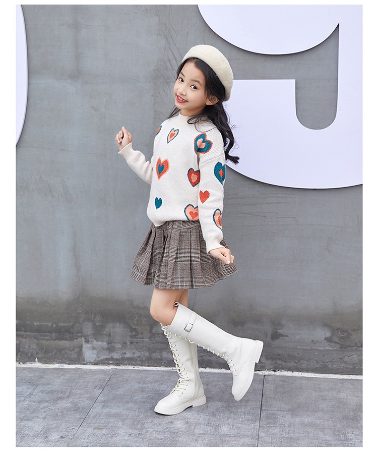 时尚新品鞋靴小学生靴子女孩长筒靴子女童高筒靴秋冬天穿的长靴中大童