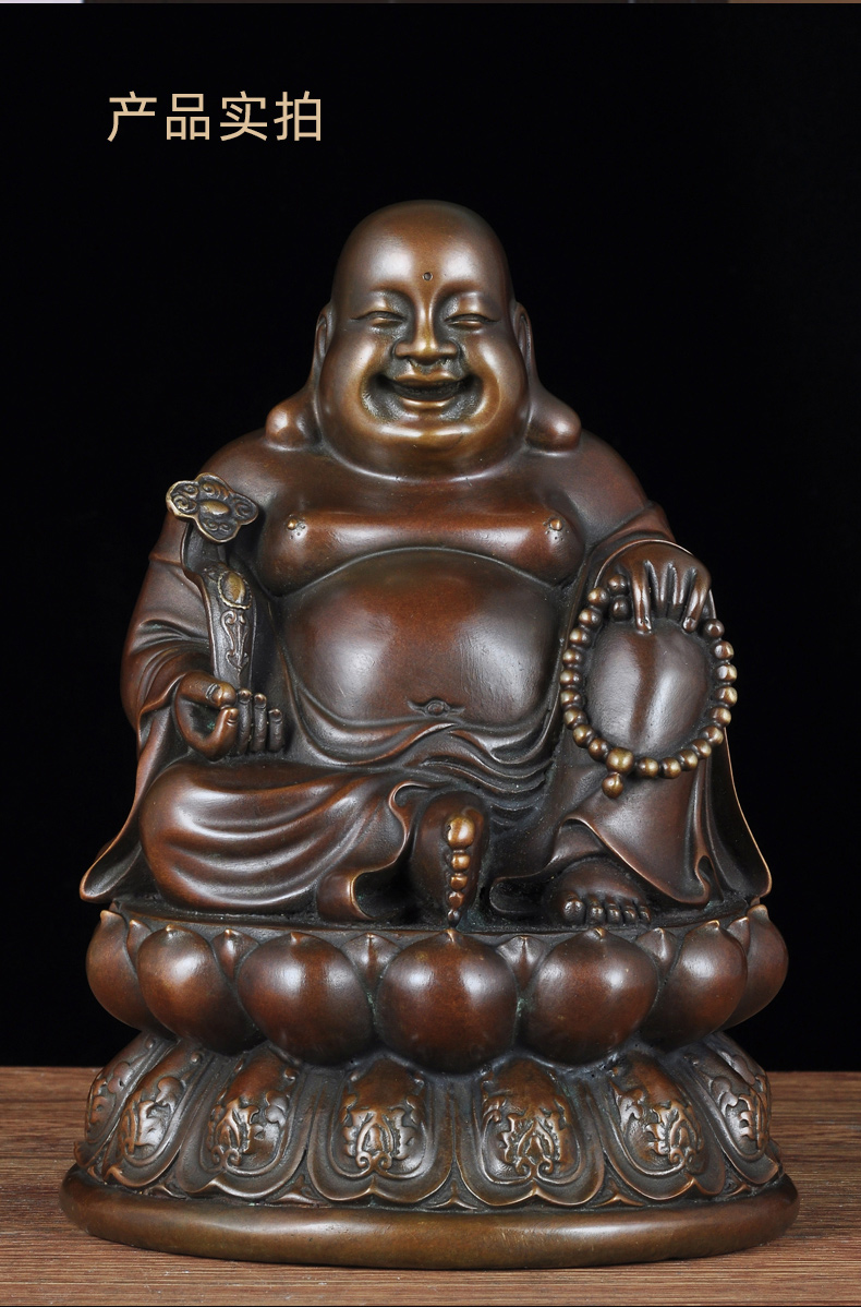 全铜弥勒佛摆件坐莲笑佛大肚佛像家居客厅玄关装饰品乔迁开业礼品kf1