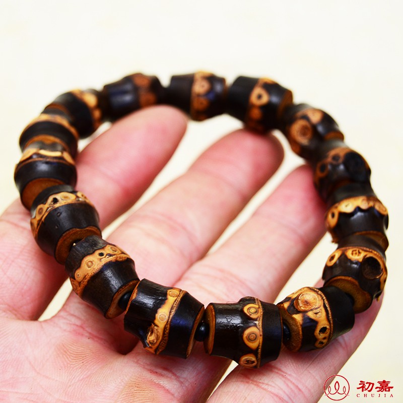 初嘉 手工满钉紫竹手串 手链制品 念珠手持文玩饰品男女款把玩包浆