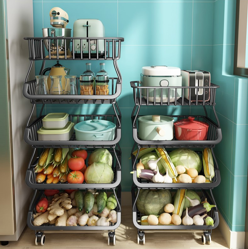 菜架置物架厨房装菜的收纳架整理架置物架多层靠墙储藏室厨房蔬菜架放