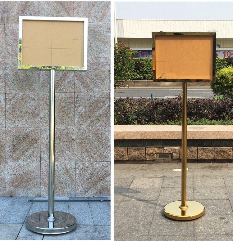 a3a4不锈钢指示牌立式双面指引广告牌告示水牌展示警示导向落地牌箭头