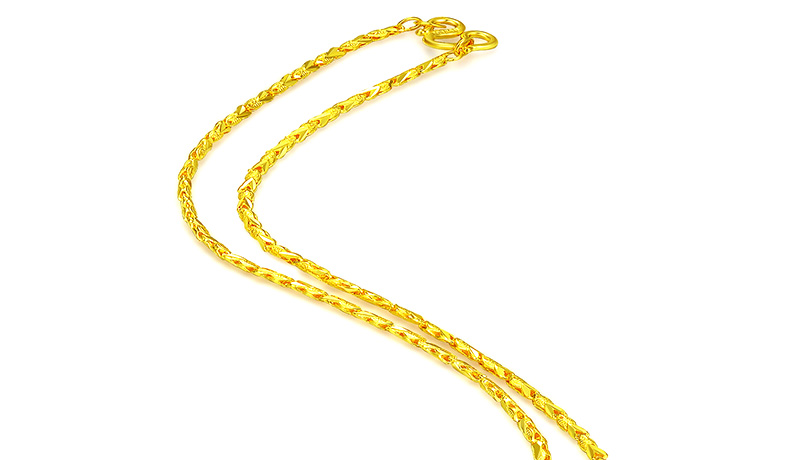 祖大福黄金项链女足金9999小鱼项链年年有鱼金链子女士锁骨链素链送