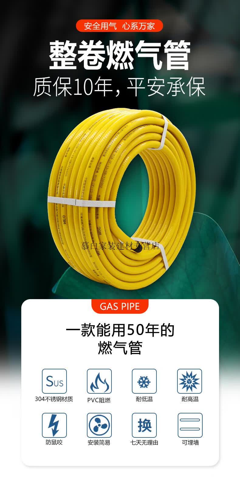 防爆管天然气燃气灶天然气管304不锈钢燃气管道专用金属波纹管3分4分