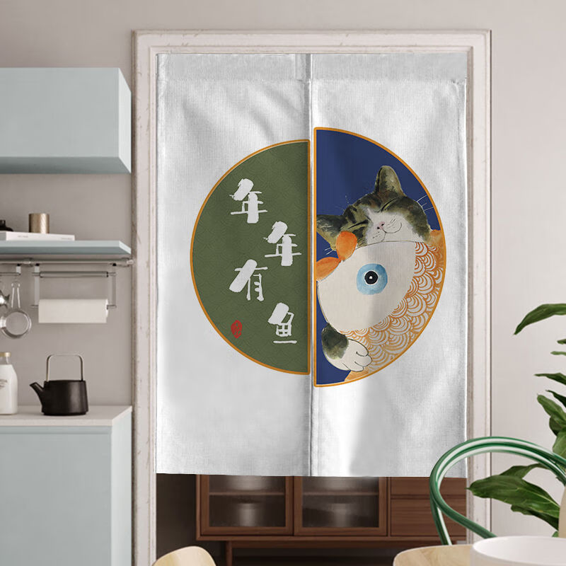 厨房门帘半截 2021年新款门帘隔断卧室家用免打孔伸缩杆帘子厨房卫生