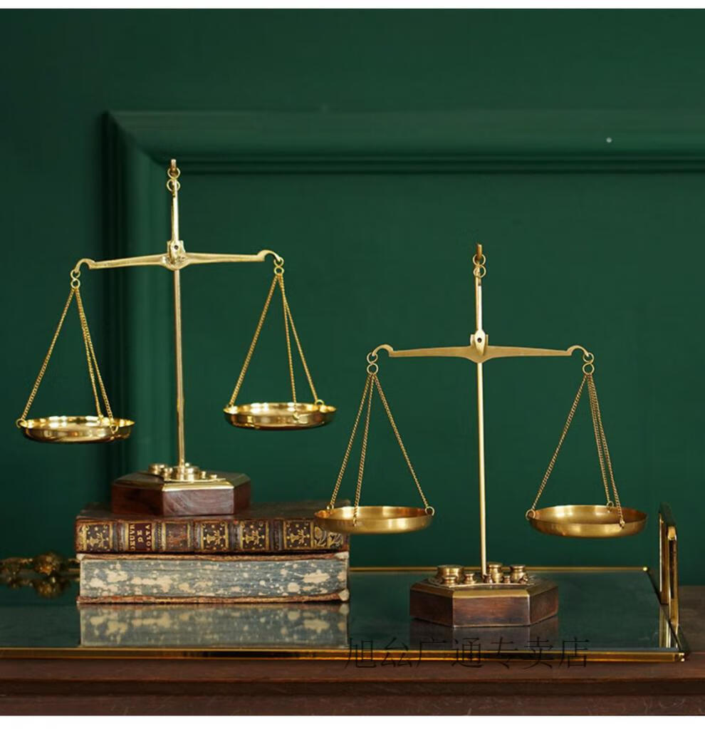 仟佰盾(chiefdon) 天平摆件 费灵家居手工制品 黄铜怀旧复古风格天平
