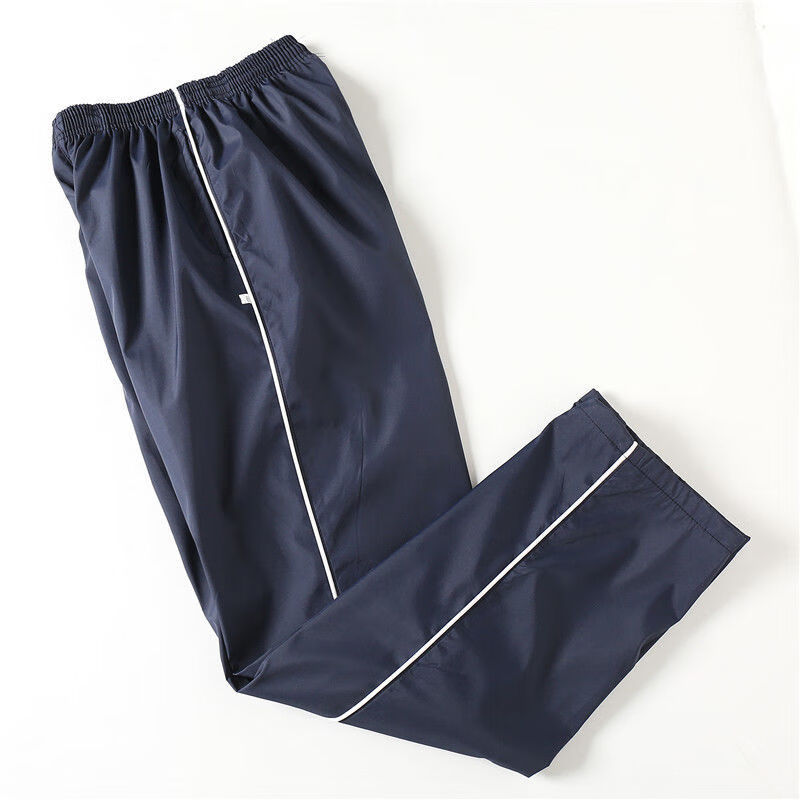 新款卫裤带网滑料校服裤夏季春秋白条校服裤子藏青色小学生中学高中