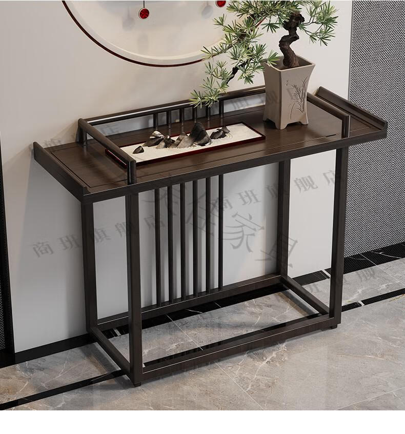 升宜居新中式实木玄关桌现代简约玄关柜老榆木隔断玄关台禅意条桌几