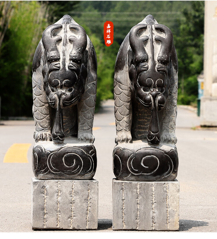 石雕吸水兽石墩蚣蝮门口避水兽风水摆件青石精雕刻滴水兽店铺家用门墩
