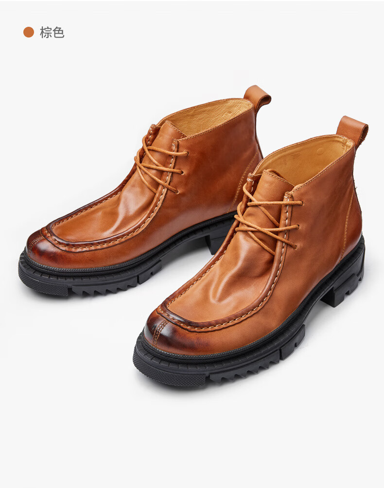 hi)高端奢侈品牌马丁靴男英伦风男士靴子中筒工装靴真皮皮靴潮流百搭