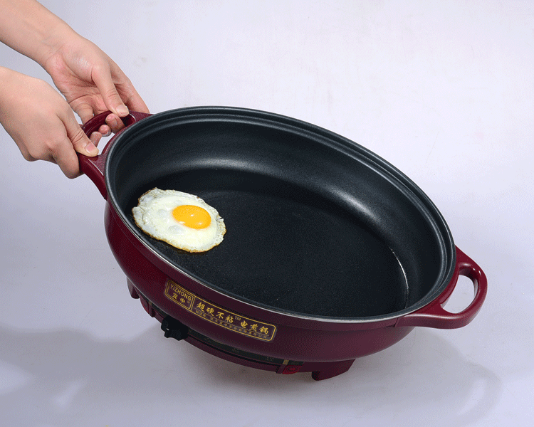 宜中电煎锅多功能家用烙饼锅电饼铛不粘锅电平底锅单面加深水煎包红色