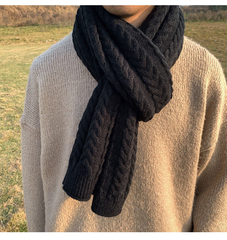 zgmr男士围脖冬天用秋冬麻花围巾男韩版新款保暖针织毛线送生日礼物