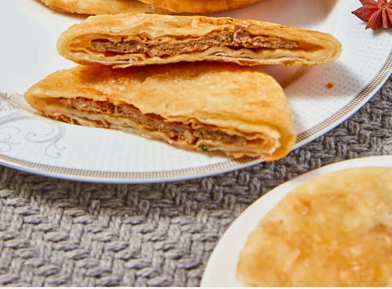 酥皮牛肉馅饼肉饼肉夹馍火烧白吉馍葱香牛肉风味速冻食品早餐饼2袋6片