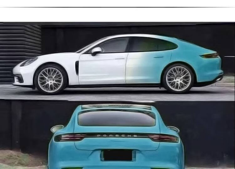 改色膜全车汽车贴膜进口彩绘双色渐变车膜樱花粉改色贴膜个性定制