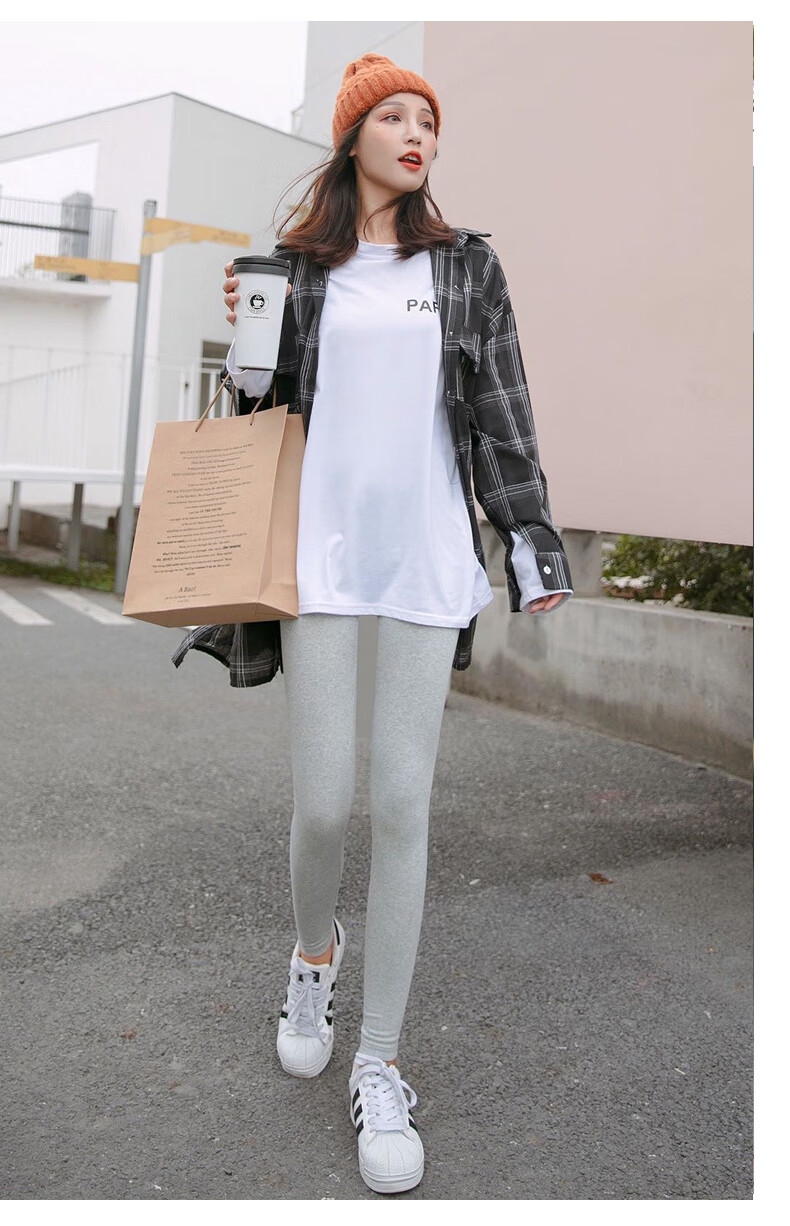 北极绒2021春秋灰色打底裤女外穿薄款显瘦秋裤秋冬加绒加厚保暖棉裤薄