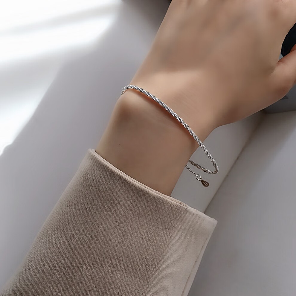 素聚波光粼粼银色手链女人间星河ins小众轻奢新款素链裸链叠戴更好看