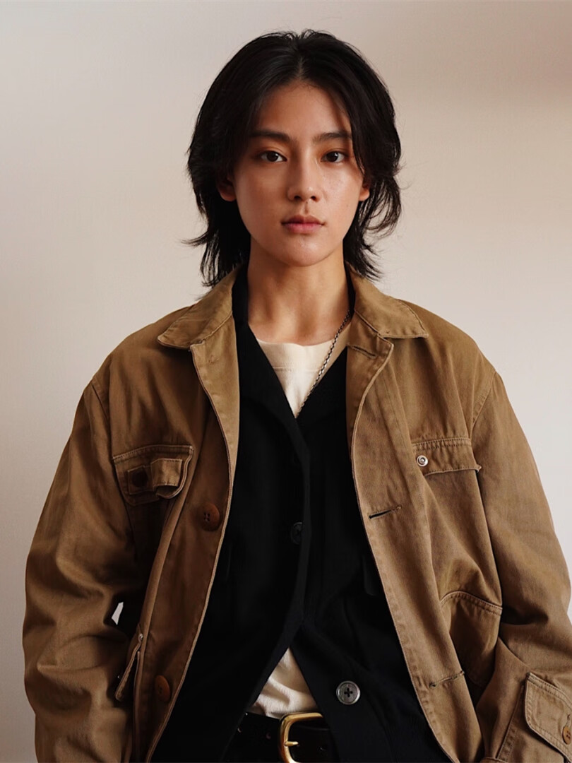 节日表演狼尾假发中分刘海时尚角色扮演鲻鱼头男士短直发道具深棕色大