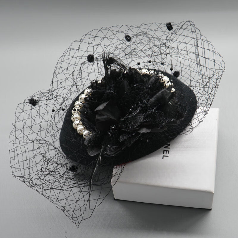 小礼帽女头饰名媛旗袍配饰民国新娘帽面纱晚宴礼服发饰复古网纱帽