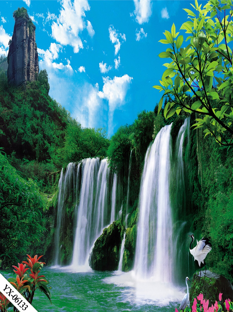 新品直播背景布直播背景布3d立体直播间装饰主播竹林山水田园外景快手