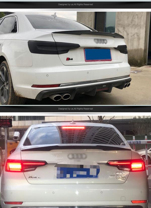 适用奥迪a4l尾翼改装09-20碳纤纹a6l/a3/a5三厢r款免打孔定风翼 奥迪