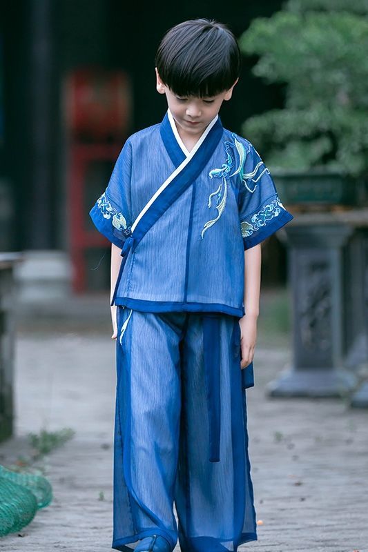 纤月情儿童古装汉服男童夏季中国风童装小男孩表演服