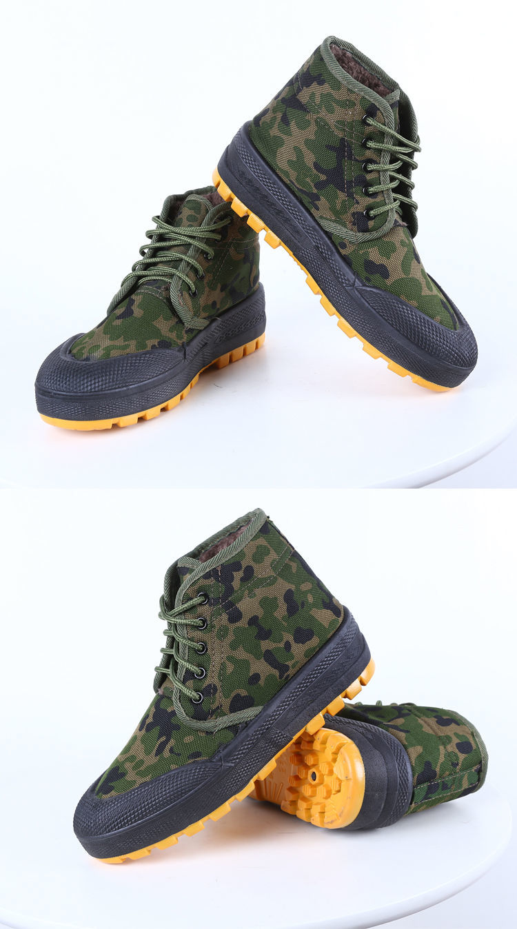 雪地靴加绒解放鞋棉鞋加厚迷彩胶鞋冬季防滑防寒男作训鞋高帮鞋经典