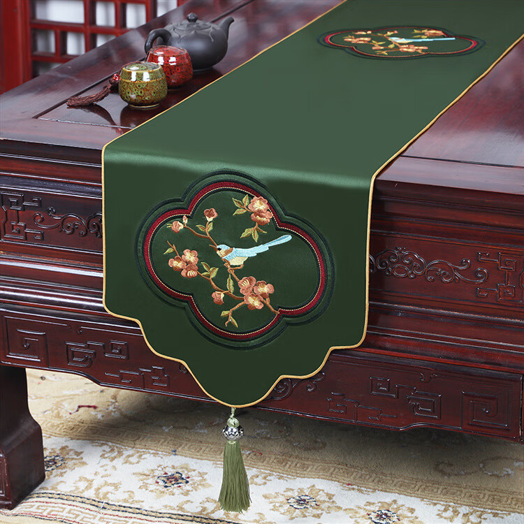 红木中式桌旗搭配图片图片
