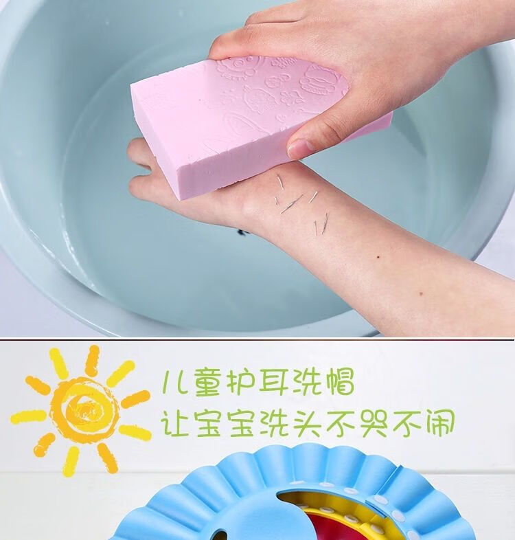 婴儿洗头刷硅胶宝宝洗澡海绵洗头帽刷儿童搓澡神器梳子去头垢软毛1个