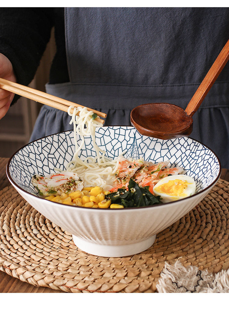 日式拉面碗陶瓷汤碗沙拉碗面碗家用加厚干饭人碗釉下彩创意斗笠碗春光