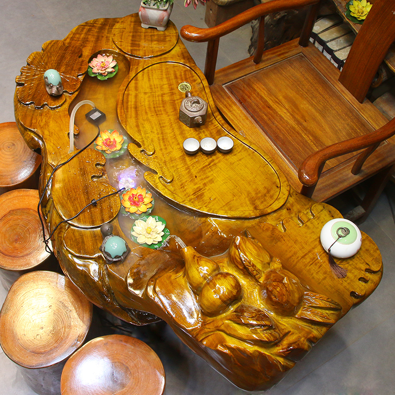 犀艺根雕茶台木茶桌树根茶海实木茶几树头木根茶桌椅组合mh6199