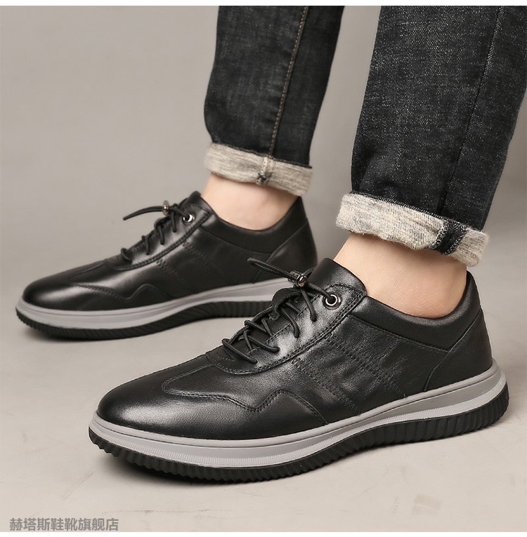 赫塔斯品牌纯牛皮男鞋2022年新款运动皮鞋男真皮软底透气高端男士休闲