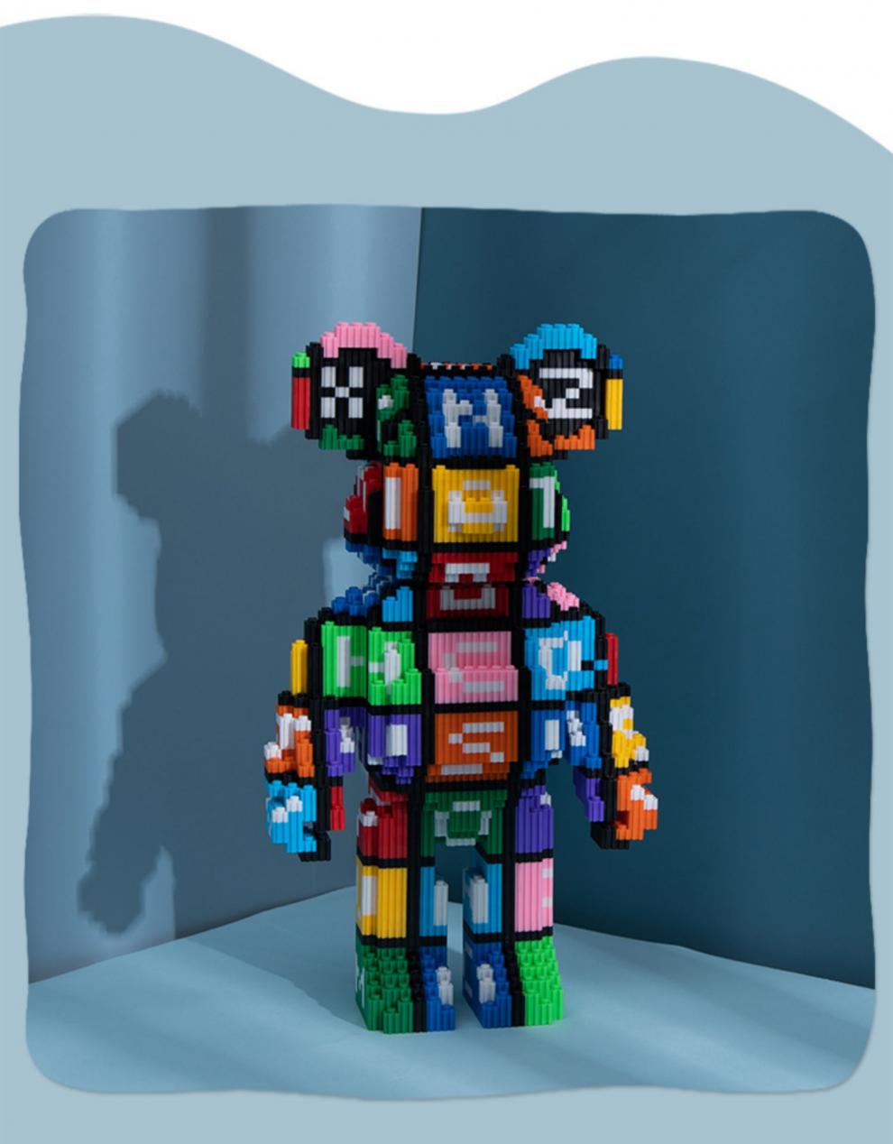 暴力熊微小颗粒积木男女孩拼装玩具系列爱心生日礼物拼图 粉红色 金克