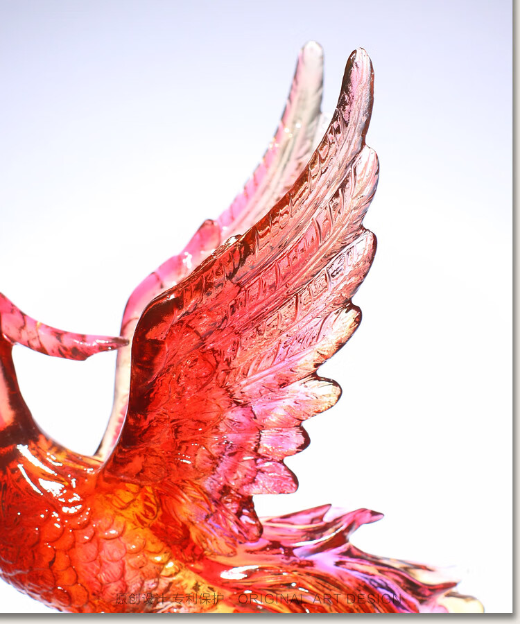 凤凰的工艺品摆件琉璃工艺品火凤凰凤舞九天摆件客厅搬家礼物乔迁新居
