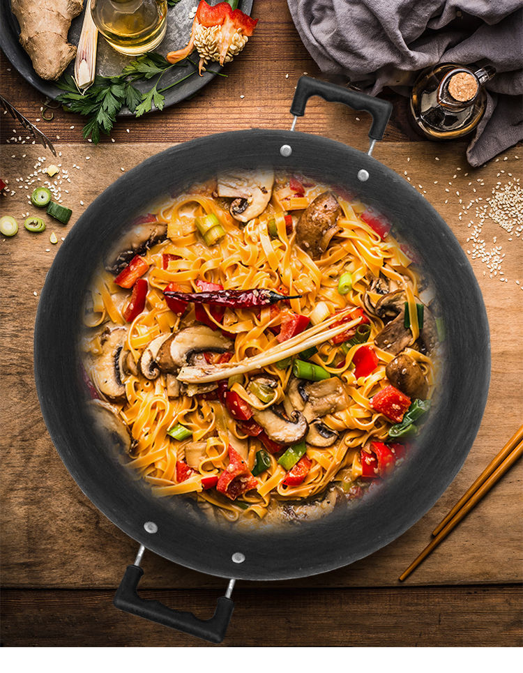 陆川铁锅铸铁煎盘无涂层平底煎锅烙饼锅烤肉不粘锅电磁炉煤气灶用无盖