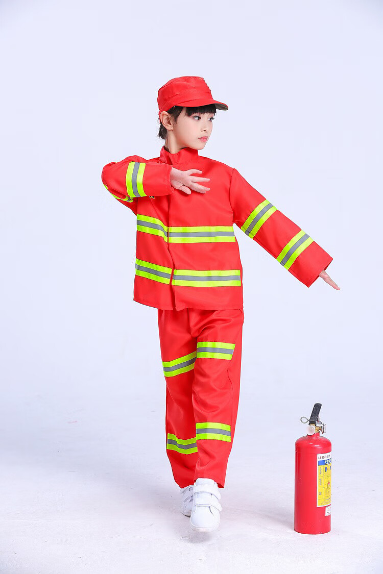 valor man消防员服装儿童职业体验消防表演服万圣节角色扮演小消防员